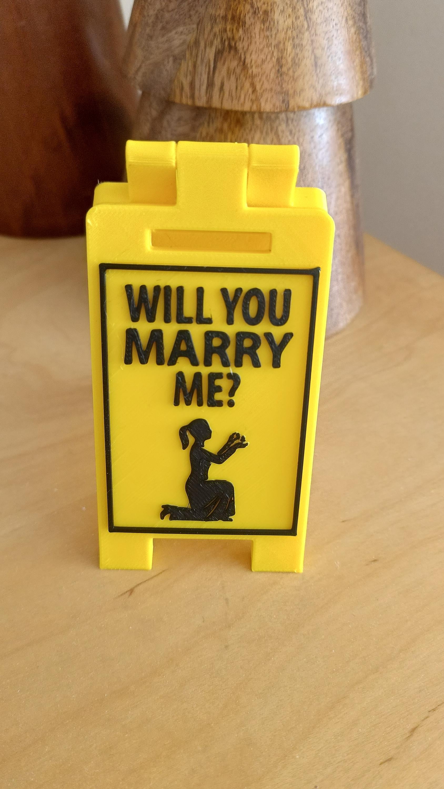Engagement & Proposal Embossed Yellow/Black Mini Desk Signs 9cm - Bigger, Clearer