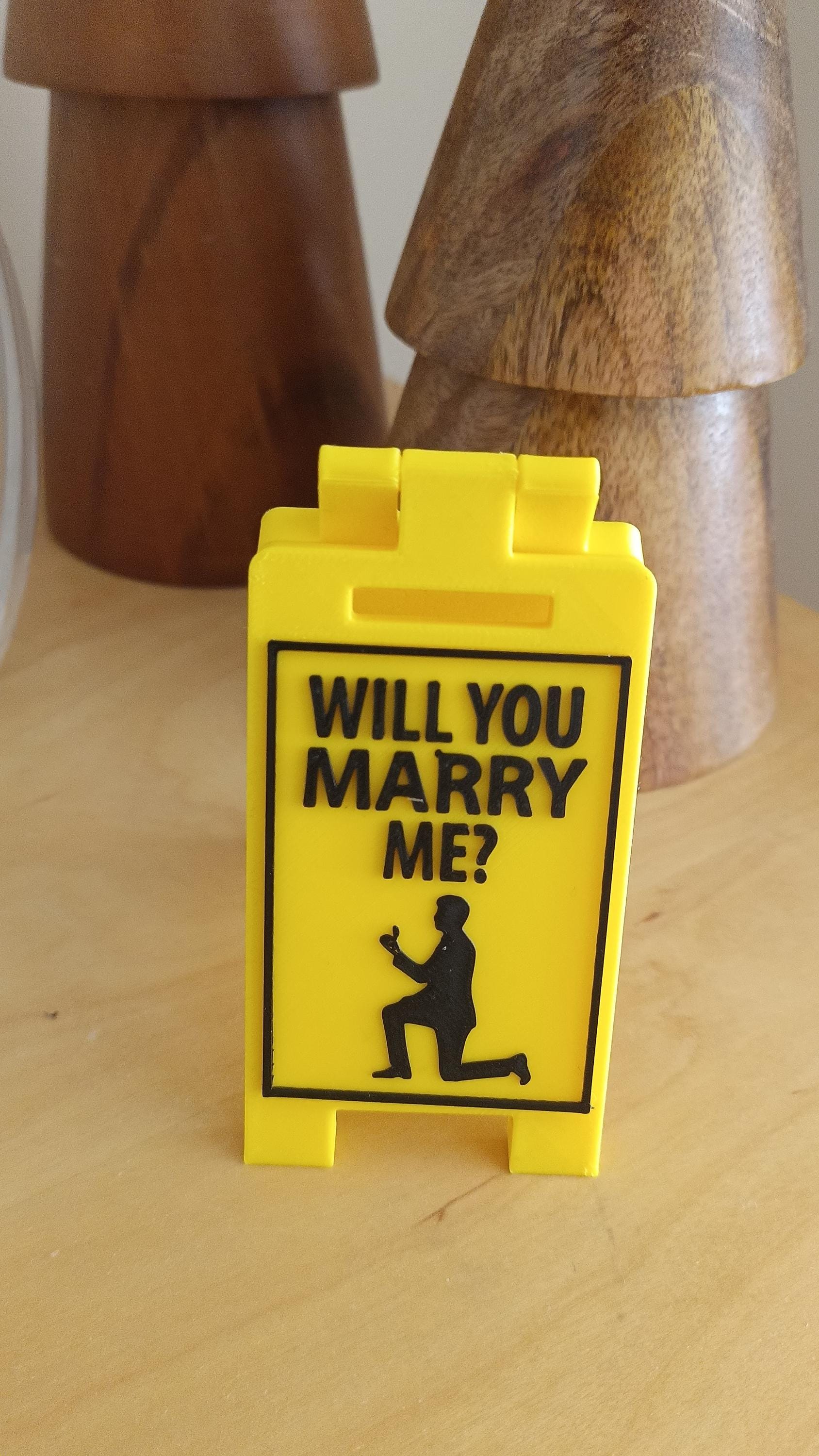 Engagement & Proposal Embossed Yellow/Black Mini Desk Signs 9cm - Bigger, Clearer