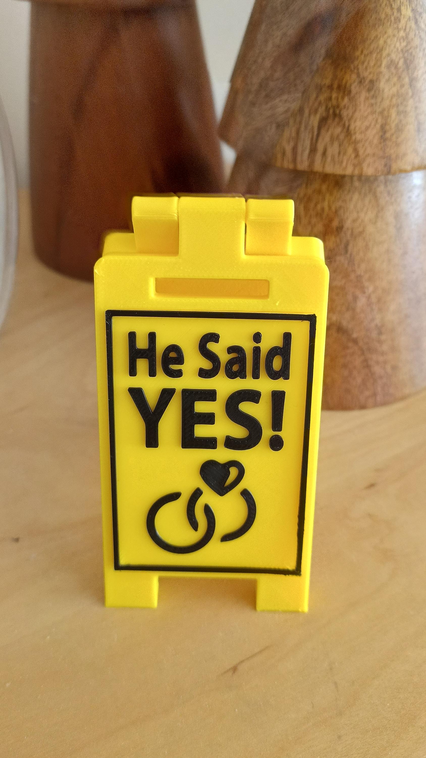 Engagement & Proposal Embossed Yellow/Black Mini Desk Signs 9cm - Bigger, Clearer