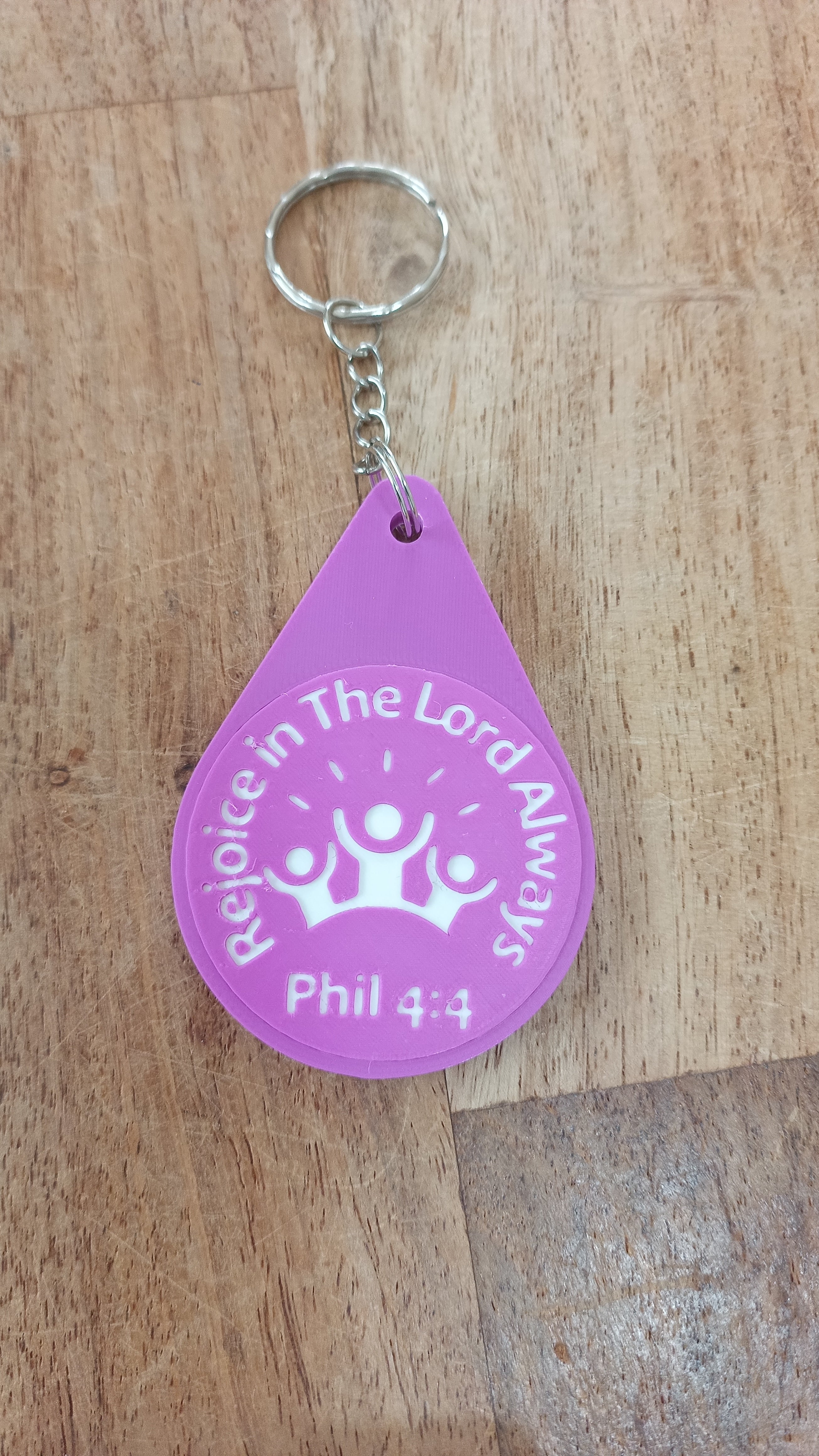 Inspirational Bible Verse Keyring - Motivational Faith Keychain in Purple, Maroon, or Navy