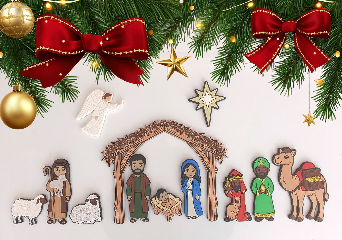Nativity Magnetic Tiles Set | Interactive Christmas Décor & Family Storytelling Display