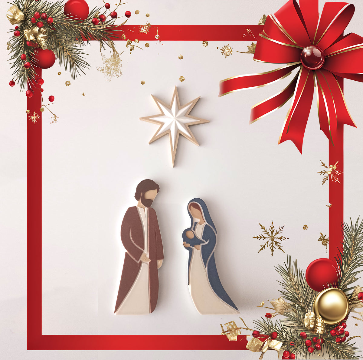 Modern Nativity Scene Christmas Décor & Refrigerator Magnets