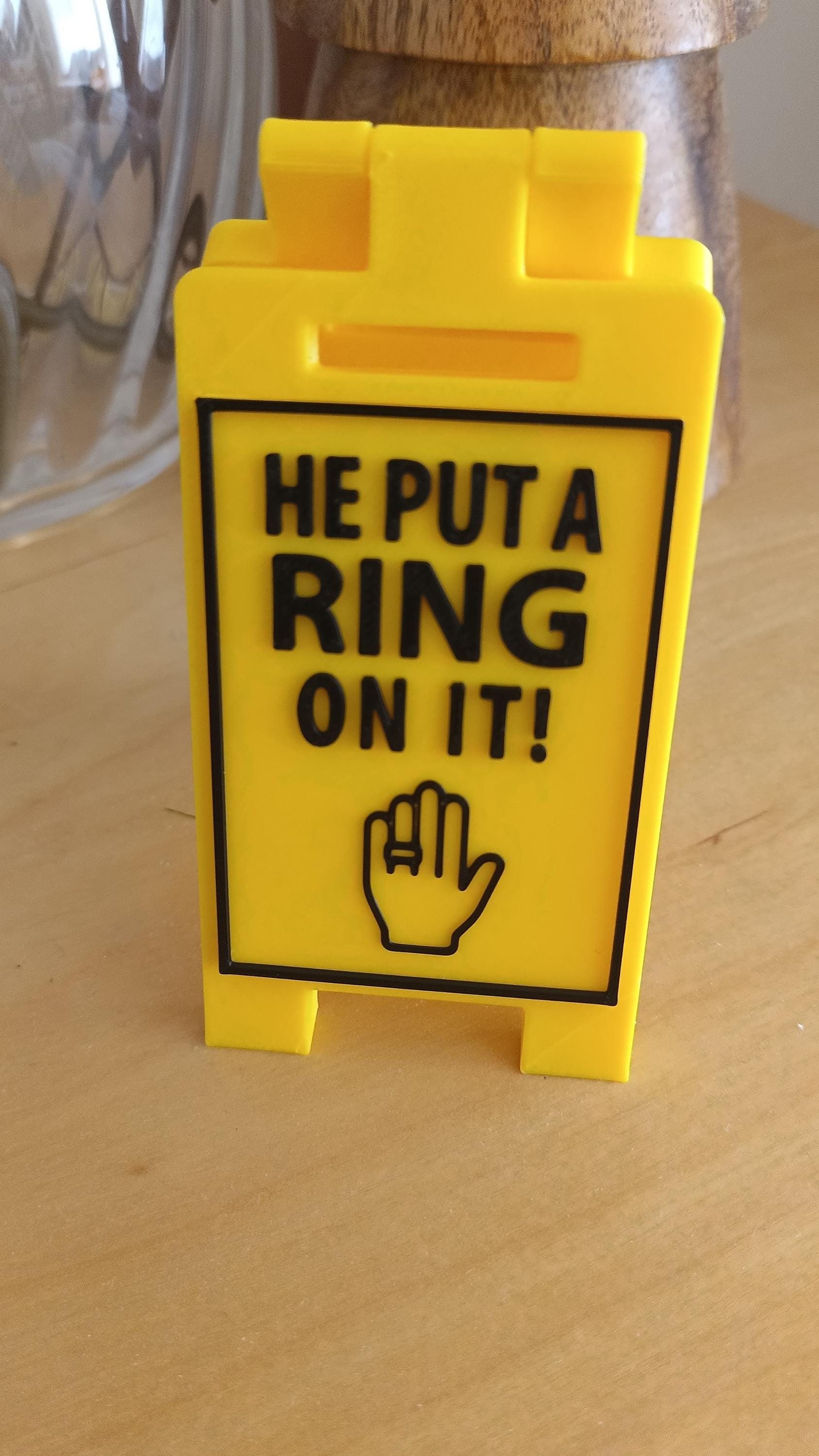 Engagement & Proposal Embossed Yellow/Black Mini Desk Signs 9cm - Bigger, Clearer